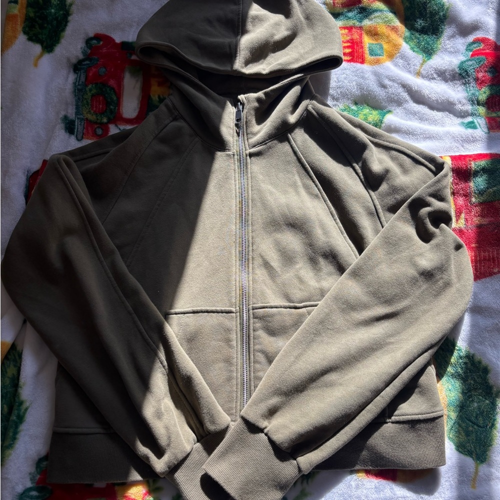 Olive Green Zip-Up Hoodie